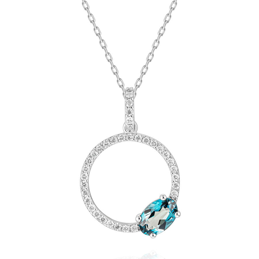 0,70 Karat Pırlanta London Blue Topaz Kolye - PR00367 - 1