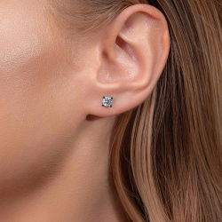 0,70 Karat Tektaş Pırlanta Küpe - 3