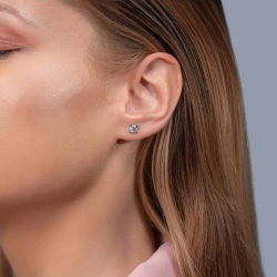 0,70 Karat Tektaş Pırlanta Küpe - 2