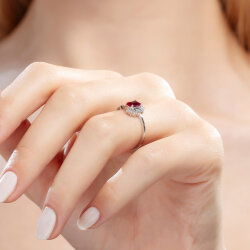 0,70 Karat Pırlanta Yakut Yüzük - 4