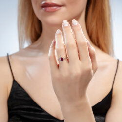 0,70 Karat Pırlanta Yakut Yüzük - 3