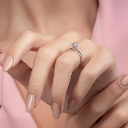 G Renk 0,70 Karat HRD Sertifikalı Tektaş Pırlanta Yüzük - 6