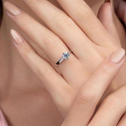 G Renk 0,70 Karat HRD Sertifikalı Tektaş Pırlanta Yüzük - 5