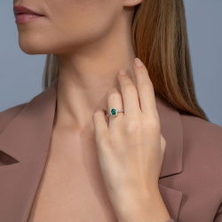 0,70 Karat Zümrüt Pırlanta Yüzük - PR00656 - 3