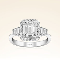 0,71 Karat Kolu Taşlı Baget Pırlanta Yüzük - 1