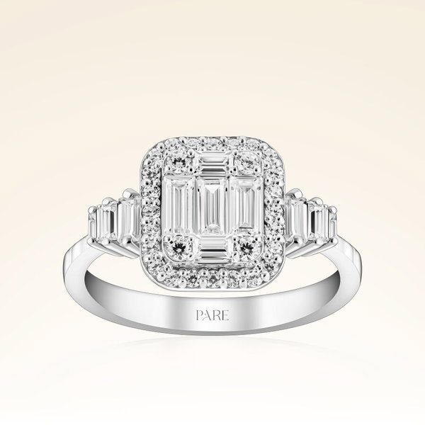 0,71 Karat Kolu Taşlı Baget Pırlanta Yüzük - Pare Pırlanta