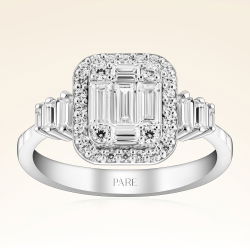 0,71 Karat Kolu Taşlı Baget Pırlanta Yüzük - PR00126 - 1
