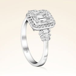 0,71 Karat Kolu Taşlı Baget Pırlanta Yüzük - PR00126 - 2