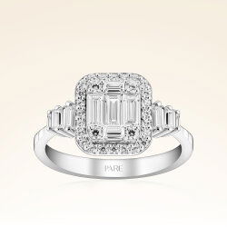 0,71 Karat Kolu Taşlı Baget Pırlanta Yüzük - 1