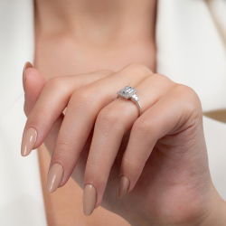 0,71 Karat Kolu Taşlı Baget Pırlanta Yüzük - PR00126 - 6
