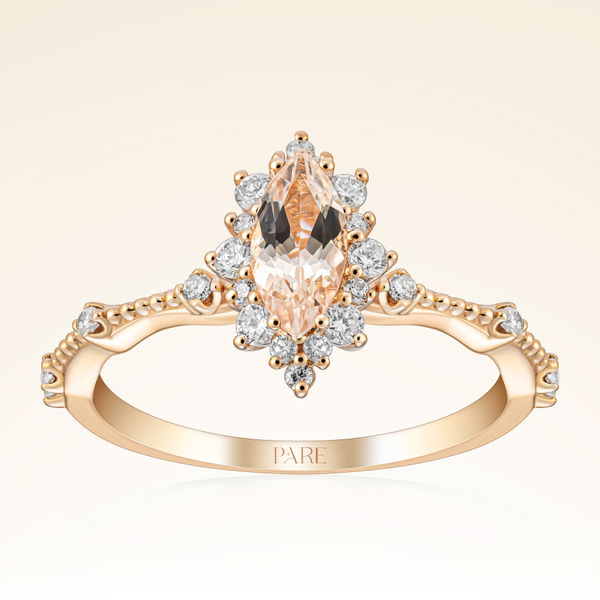 0,71 Karat Morganit Pırlanta Yüzük - Pare Pırlanta