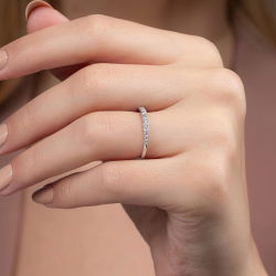 0,71 Karat Yarımtur Pırlanta Yüzük - 4