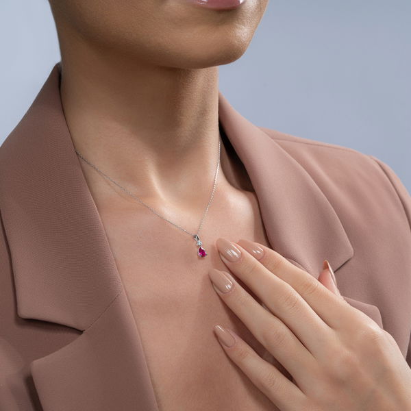 0,75 Karat Pırlanta Yakut Kolye - Pare Pırlanta