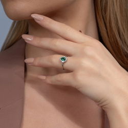 0,75 Karat Pırlantalı Zümrüt Yüzük - PR00204 - 4
