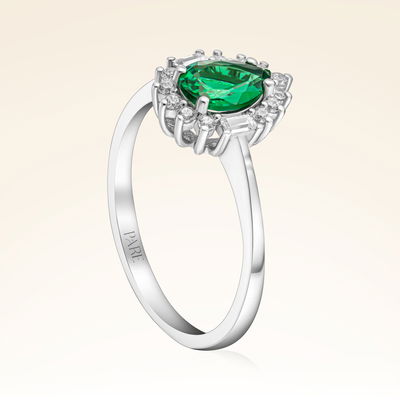 0,75 Karat Pırlantalı Zümrüt Yüzük - Pare Pırlanta