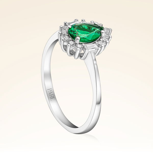 0,75 Karat Pırlantalı Zümrüt Yüzük - Pare Pırlanta