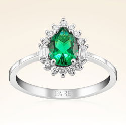 0,75 Karat Pırlantalı Zümrüt Yüzük - PR00204 - 1