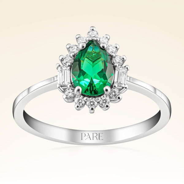 0,75 Karat Pırlantalı Zümrüt Yüzük - Pare Pırlanta