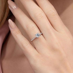 0,75 Karat Kolu Taşlı Tektaş Pırlanta Yüzük - PR00409 - 5