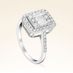 0,78 Karat Kolu Taşlı Baget Pırlanta Yüzük - PR00908 - 2