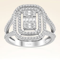 0,78 Karat Kolu Taşlı Baget Pırlanta Yüzük - PR00226 - 1