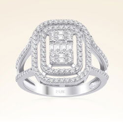 0,78 Karat Kolu Taşlı Baget Pırlanta Yüzük - 1