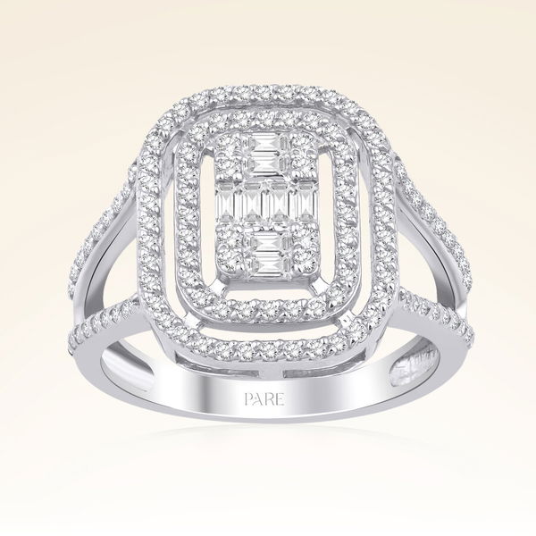 0,78 Karat Kolu Taşlı Baget Pırlanta Yüzük - Pare Pırlanta