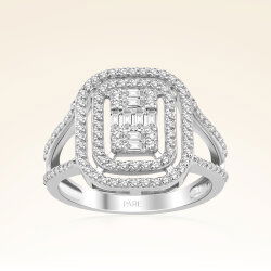 0,78 Karat Kolu Taşlı Baget Pırlanta Yüzük - 1