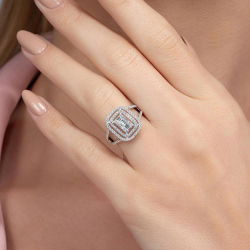 0,78 Karat Kolu Taşlı Baget Pırlanta Yüzük - PR00226 - 4
