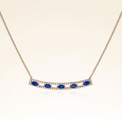 0,78 Karat Pırlantalı Safir Kolye - 1