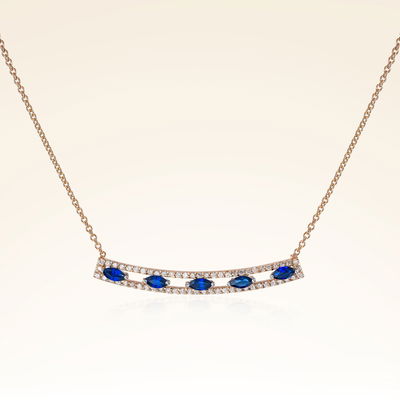 0,78 Karat Pırlantalı Safir Kolye - Pare Pırlanta