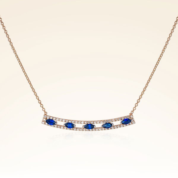 0,78 Karat Pırlantalı Safir Kolye - Pare Pırlanta