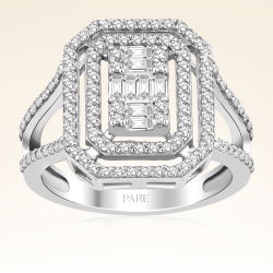 0,79 Karat Kolu Taşlı Baget Pırlanta Yüzük - PR00288 - 1