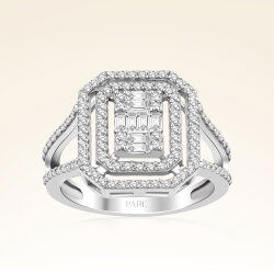 0,79 Karat Kolu Taşlı Baget Pırlanta Yüzük - 1