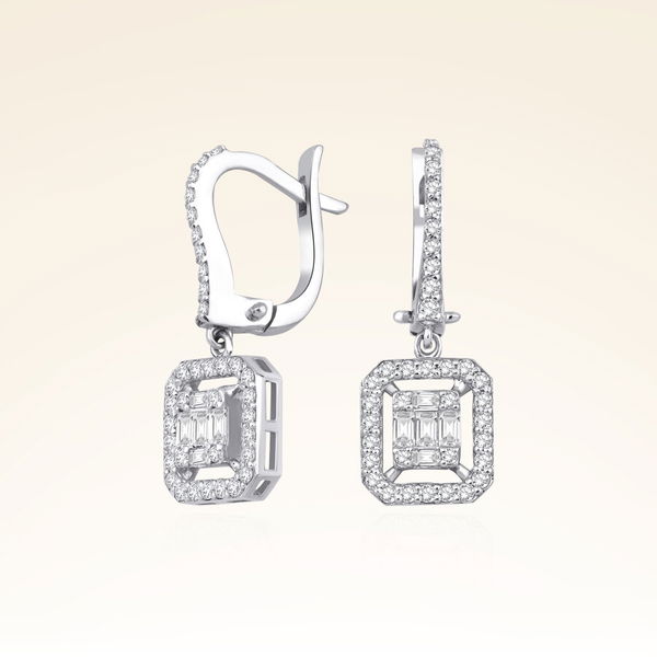 0,80 Karat Baget Pırlanta Küpe - Pare Pırlanta