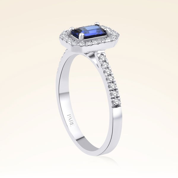 0,80 Karat Pırlanta Safir Yüzük - Pare Pırlanta