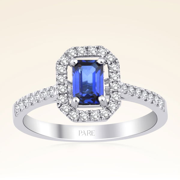 0,80 Karat Pırlanta Safir Yüzük - Pare Pırlanta