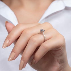 G Renk 0,80 Karat HRD Sertifikalı Tektaş Pırlanta Yüzük - 6