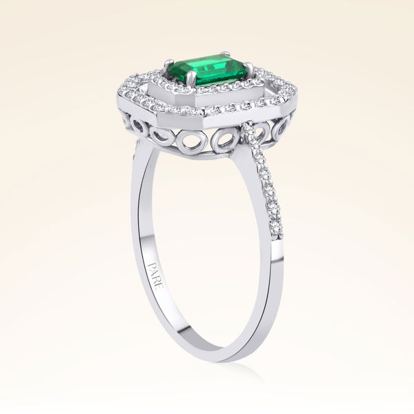 0,80 Karat Pırlanta Zümrüt Yüzük - Pare Pırlanta