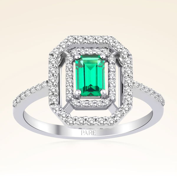 0,80 Karat Pırlanta Zümrüt Yüzük - Pare Pırlanta