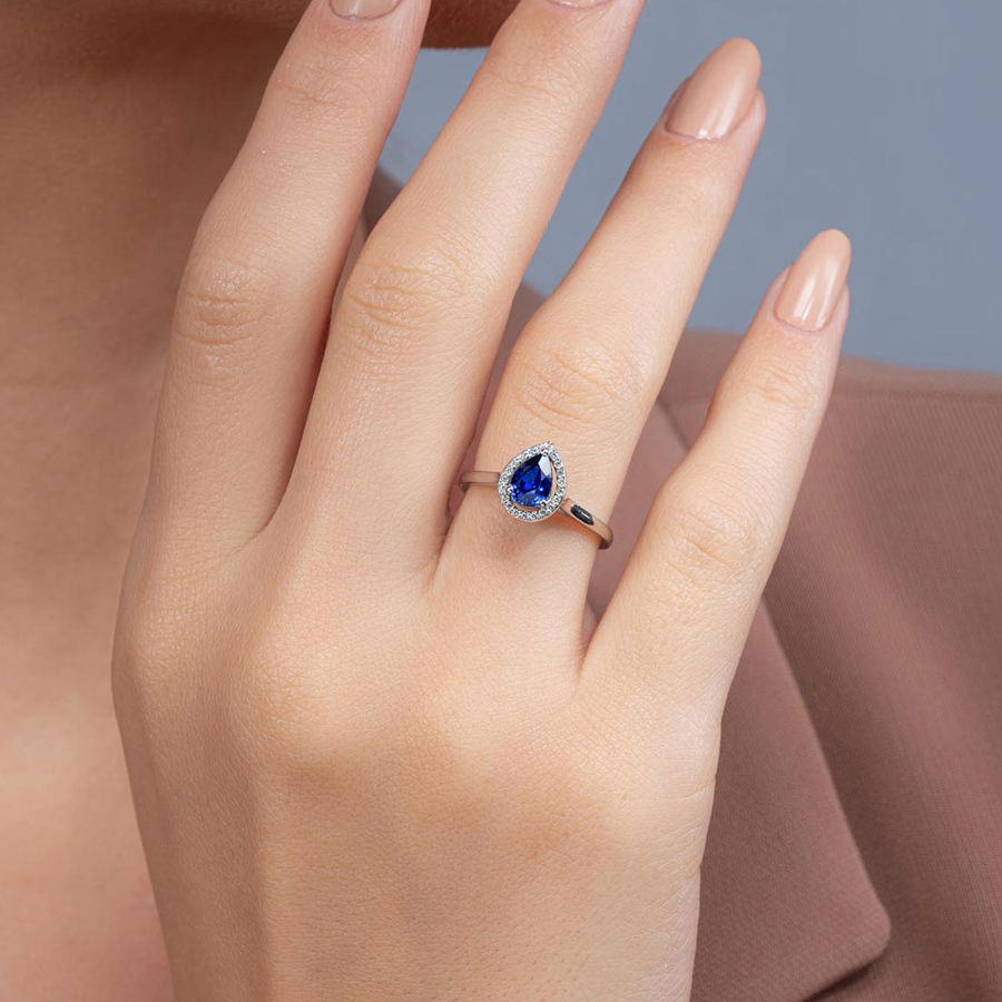 0,80 Karat Safir Pırlanta Yüzük - P0000662 - 1