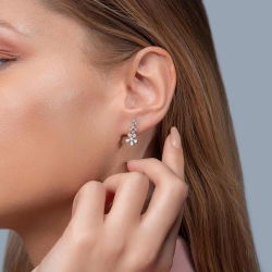 0,80 Karat Tektaş Pırlanta Küpe - 2