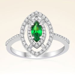 0,82 Karat Pırlanta Zümrüt Yüzük - 1