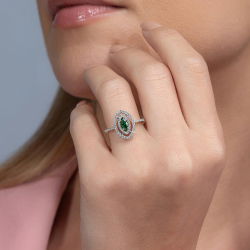 0,82 Karat Pırlanta Zümrüt Yüzük - 3