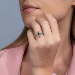 0,82 Karat Pırlanta Zümrüt Yüzük - 4