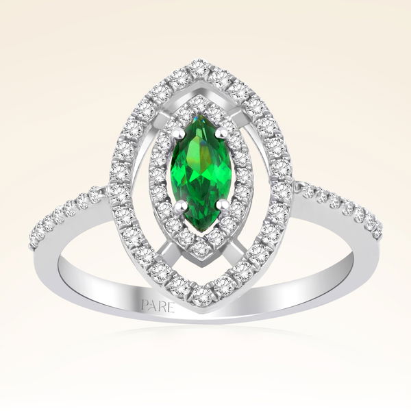 0,82 Karat Pırlanta Zümrüt Yüzük - Pare Pırlanta