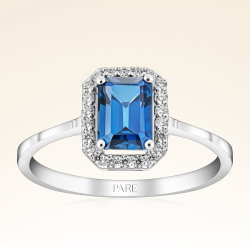 0,83 Karat Pırlanta Safir Yüzük - 1