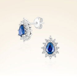 0,84 Karat Efektli Safir Pırlanta Küpe - 1