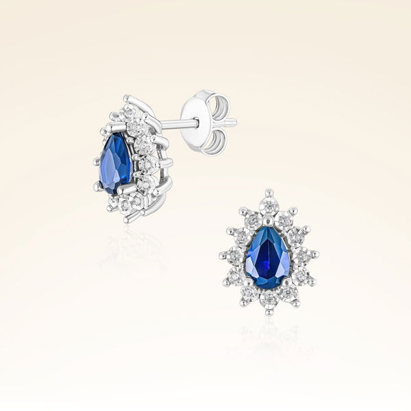 0,84 Karat Efektli Safir Pırlanta Küpe - Pare Pırlanta