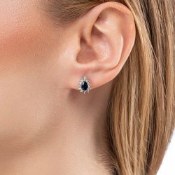 0,84 Karat Efektli Safir Pırlanta Küpe - 3